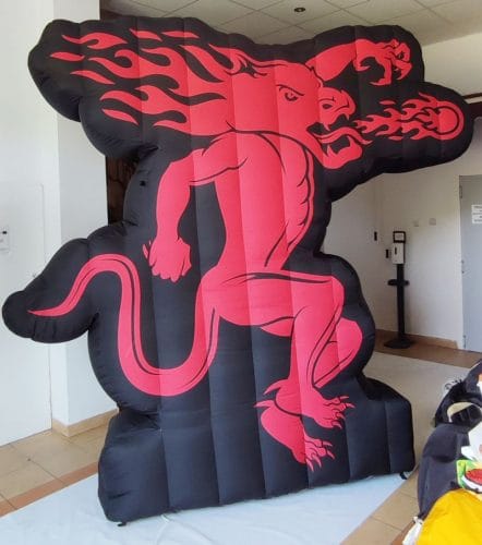 Aufblasbare Logos 14 Imposantes Logo: Aufblasbarer Drache mit Feuerball / Inflatable Logo Dragen Fireball