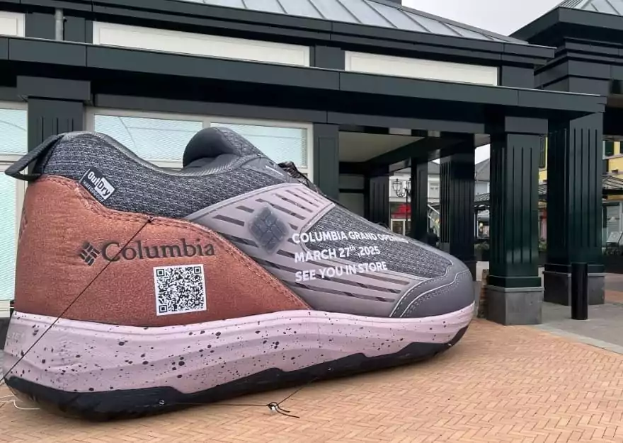 Aufblasbarer Columbia-Schuh am Point of Sale